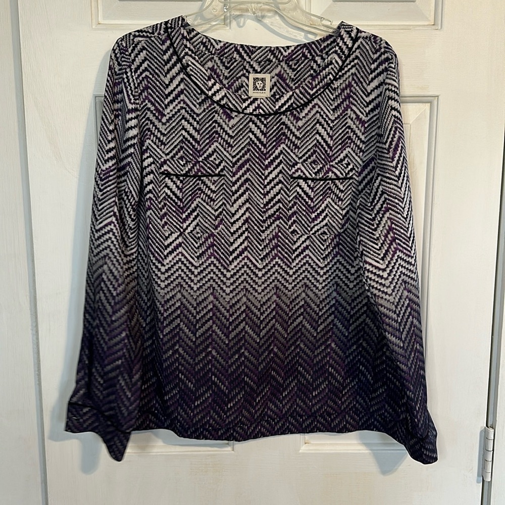 Anne Klein Purple and Black Long sleeve Size medium
